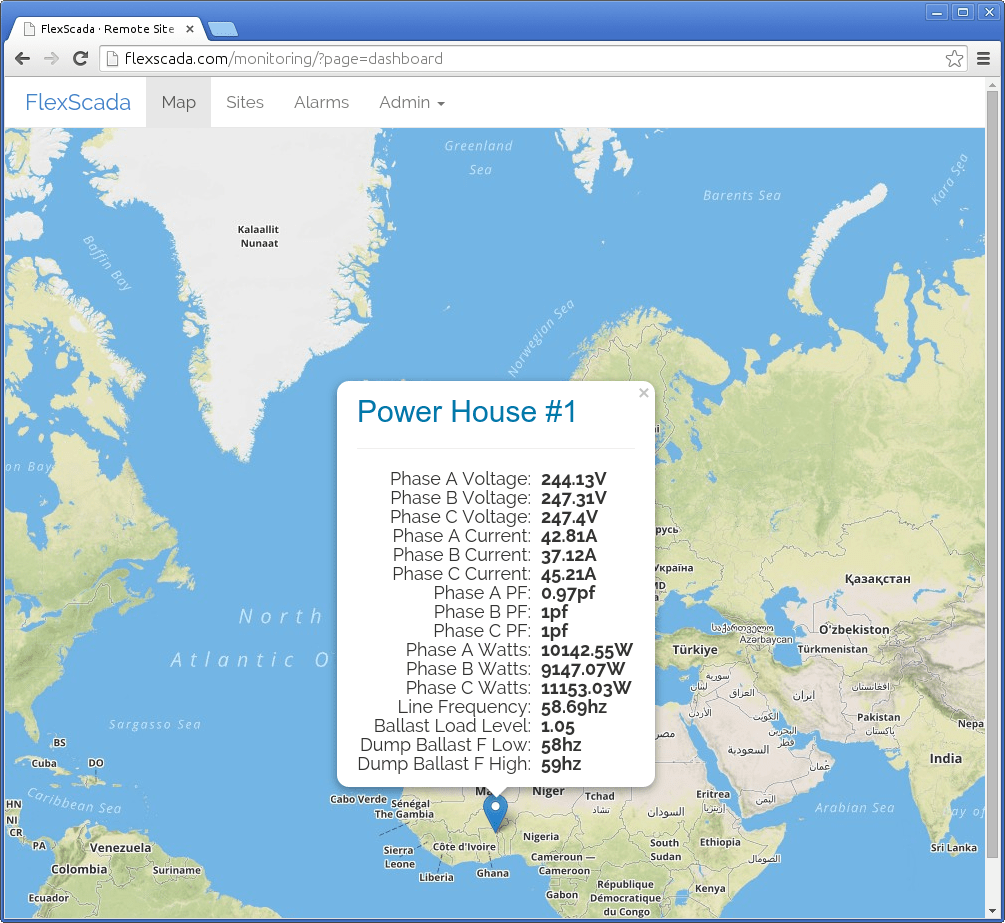 Viewing your device on the map will show the feed values
